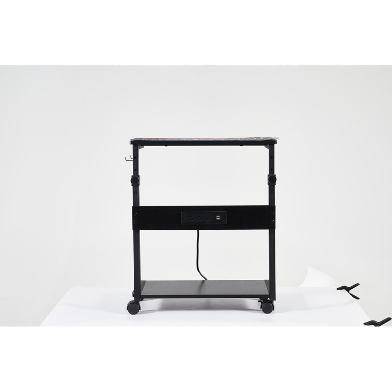 Le support pour ordinateur réglable en hauteur avec 2 tablettes, noir et acier, facilite le travail de bureau à domicile et la tablette de support d'ordinateur de jeu, pour l'organisation