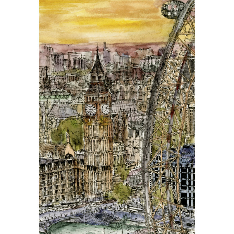 City Scene IV - Painting, 76 cm H x 51 cm W, Wrapped Canvas