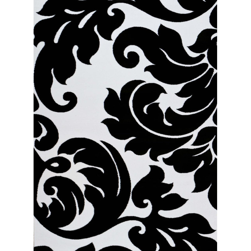 Tapis noir / blanc Milne, 10 pi x 13 pi