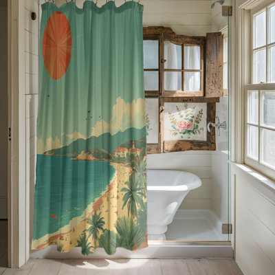 Rideau de douche standard 1 pièce Retro Hawaiian Shores