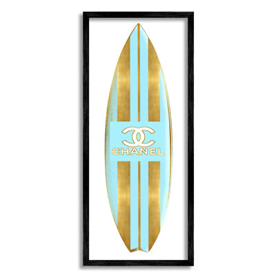 " Striped Turquoise Surfboard Glam Designer Fashion Motif " by Madeline Blake