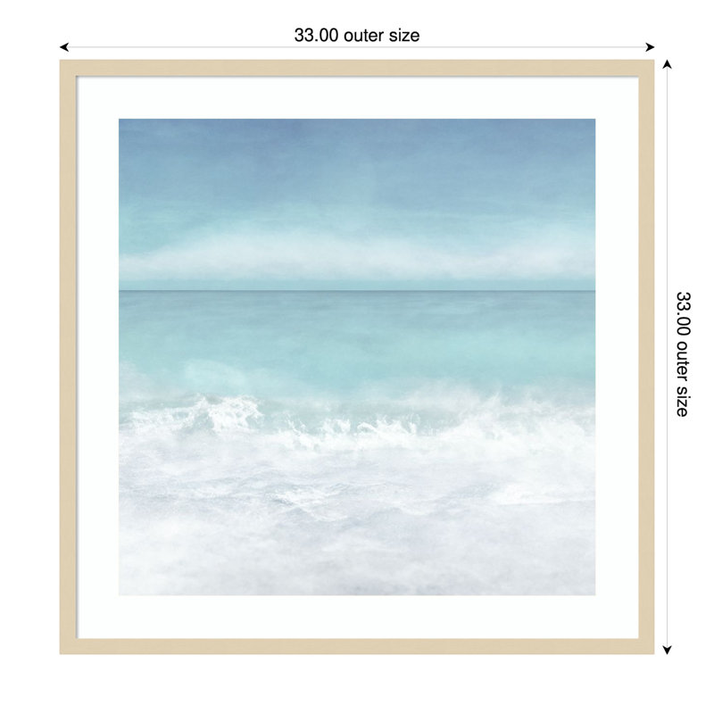 «Tranquil Ocean Waves Beach II» par Wood, reproduction d'art encadrée, H 33 po x l 33 po