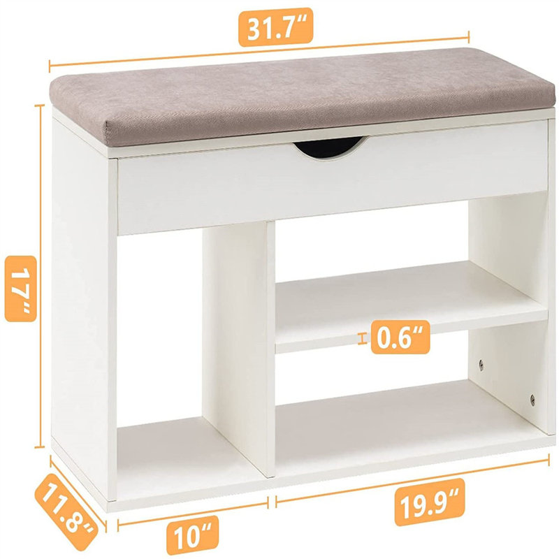 Banc de rangement pour chaussures 5 paires, Blanc