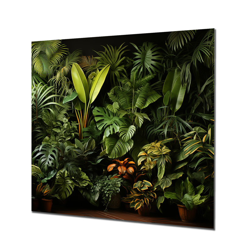 Jungle Plants Whispers Collage 1 - Jungle Metal Wall Art, 29" H x 29" W