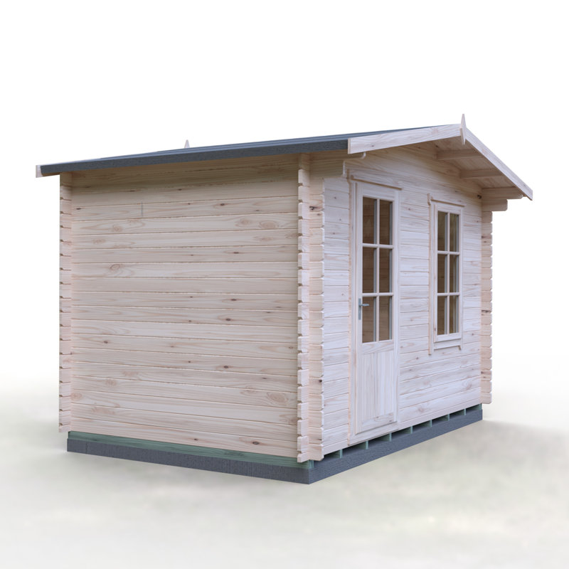 Bucknells 12 ft x 8 ft 28 mm Log Cabin Installed Including Base