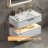 Solid wood 36'' Modern Wall Mounted Single Bathroom Vanity with Engineered Marble Top and Light-508501492