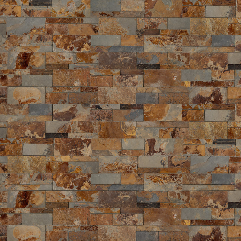 Panneau de faïence à panneau divisé en pierre naturelle 9 po x 24 po RidgeStaks, Or Sierra