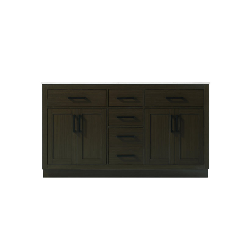 Meuble-lavabo double 60 po Ahner, Brun moka