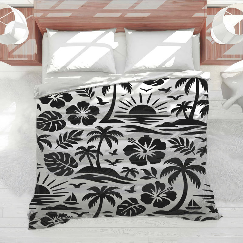 Tropical Palm Leaves Comforter, Queen