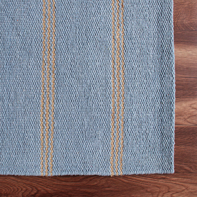 Tapis rayé en coton tissé à la main Goeble, Rectangle 7 pi 9 po x 9 pi 9 po