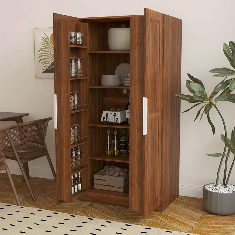 62.99In Kitchen Pantry Cabinet, Walnut
