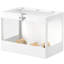 Cage pour animal de compagnie avec couvercle ouvert et serrure, cabane, accessoires, blanc