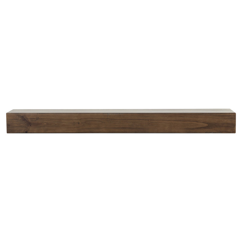 Dakota 60" Mocha Stain Floating Pine Wood Fireplace Mantel Shelf with Hand-Distressing - Mounting Hardware Included, 60"