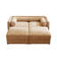 Stylish Camel  Chenille 2-Seater Sofa With 2 Ottoman Storage Seat, Cylindrical Backrest And Armrests, Modern Fabric Loveseat Featuring Hidden Storage Space