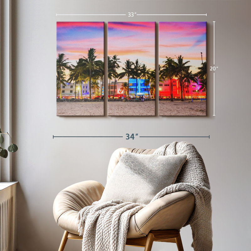 «Miami Beach USA» sur, H 20 po x l 33 po
