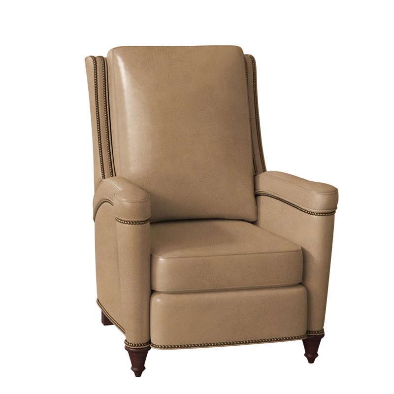 Mayes Recliner, French Natural, Mahogany, Aline Fumo Genuine Leather