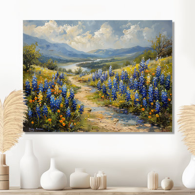 Blue Green Meadow Charm Blue Bonnets VI - Blue Bonnets Wall Decor