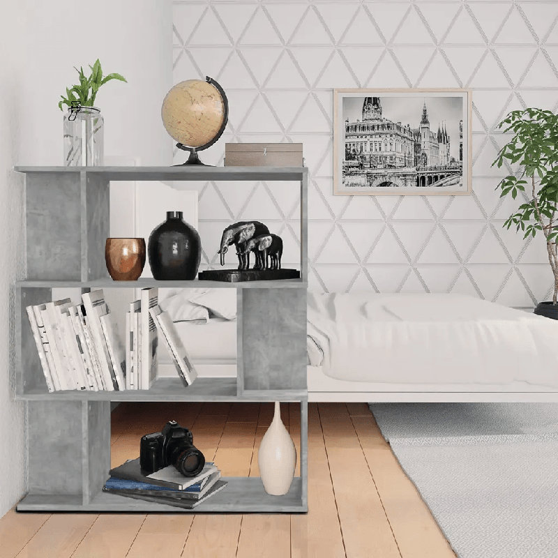 Hawkes 96cm H x 80cm W Chipboard Standard Bookcase, Concrete Grey