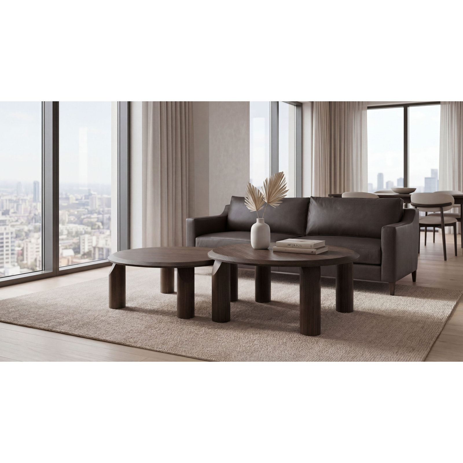 Single Coffee Table, Brown, 16" H x 40.2" L x 40.2" W