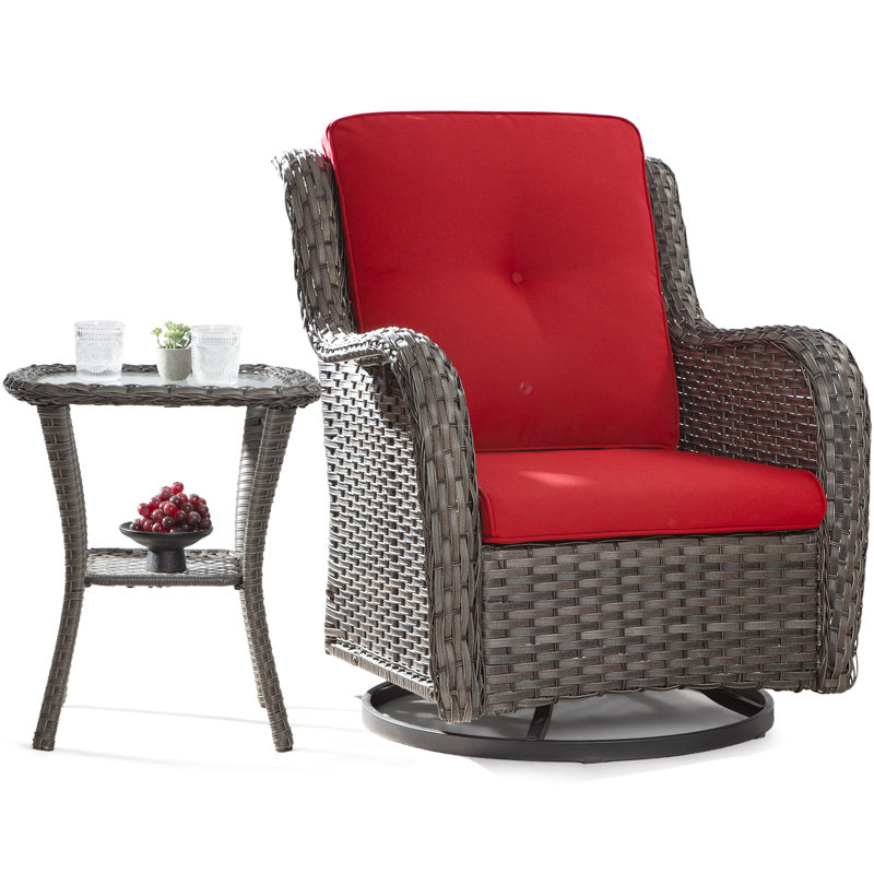 Anahit Wicker Patio Dining Set with Square Table , Cushions Included, Red