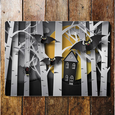 Bat Halloween Trees 1 Piece Wall Art