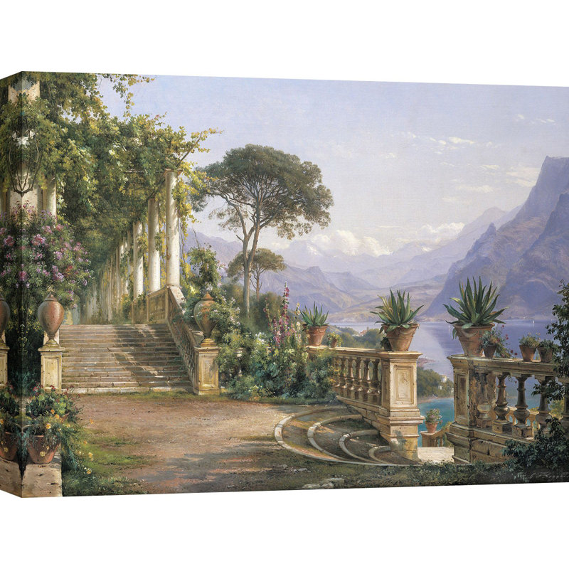'Lodge on Lake Como' by Carl Frederic Aagaard - Wrapped Canvas Painting Print, 70cm H x 100cm W x 4cm D