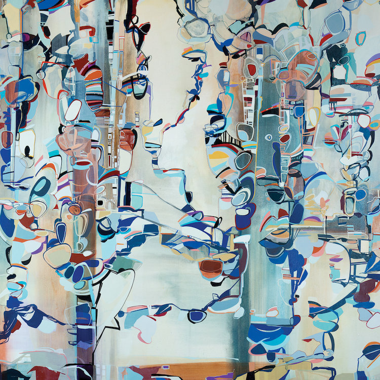 « ribbons ii », impression sur toile tendue, H 18 po x l 18 po x P 1,5 po