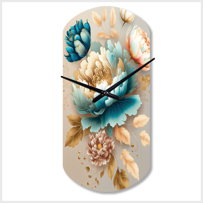 Horloge murale multicolore Blooming Flowers I - Floral, Petit