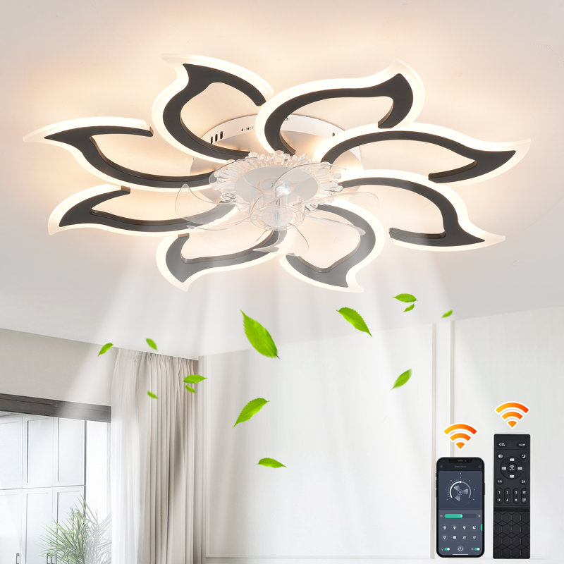Delenia 7 - Blade LED Ceiling Fan with Remote Control and Light Kit Included, Black