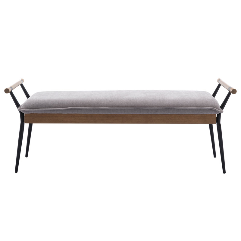 Ameera Storage Bench Industrial Bench with Arms, Gray