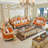 European solid wood carving sofa Upholstered 118.1 " Sofa