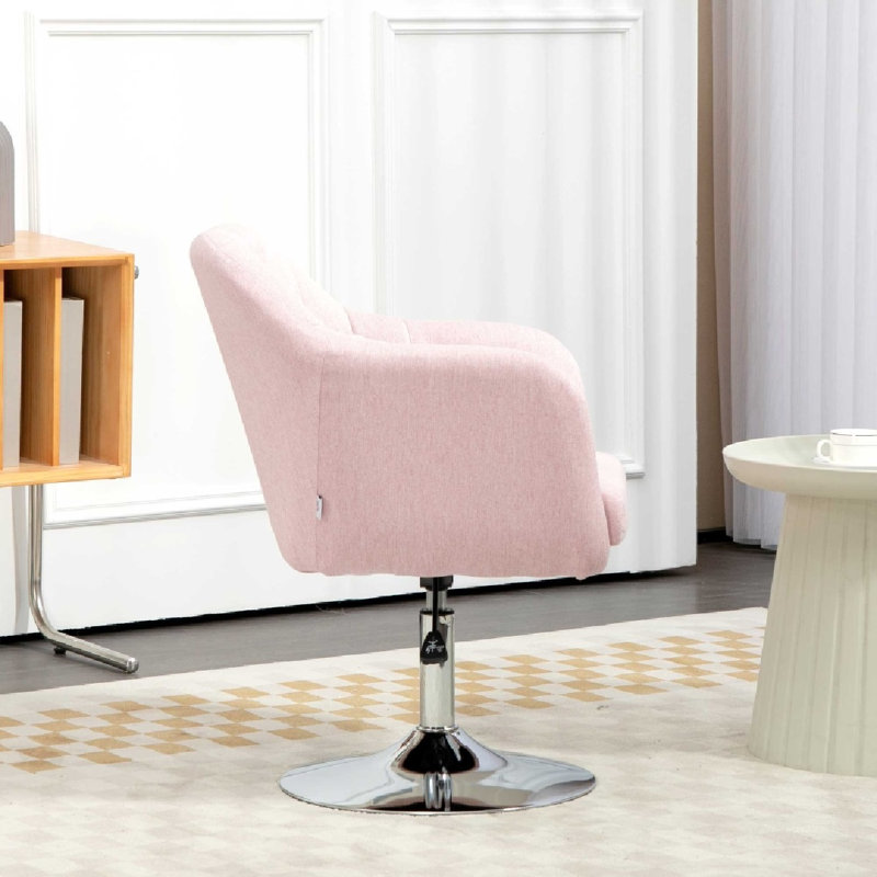 Upholstered Accent Chair, Pink Linen