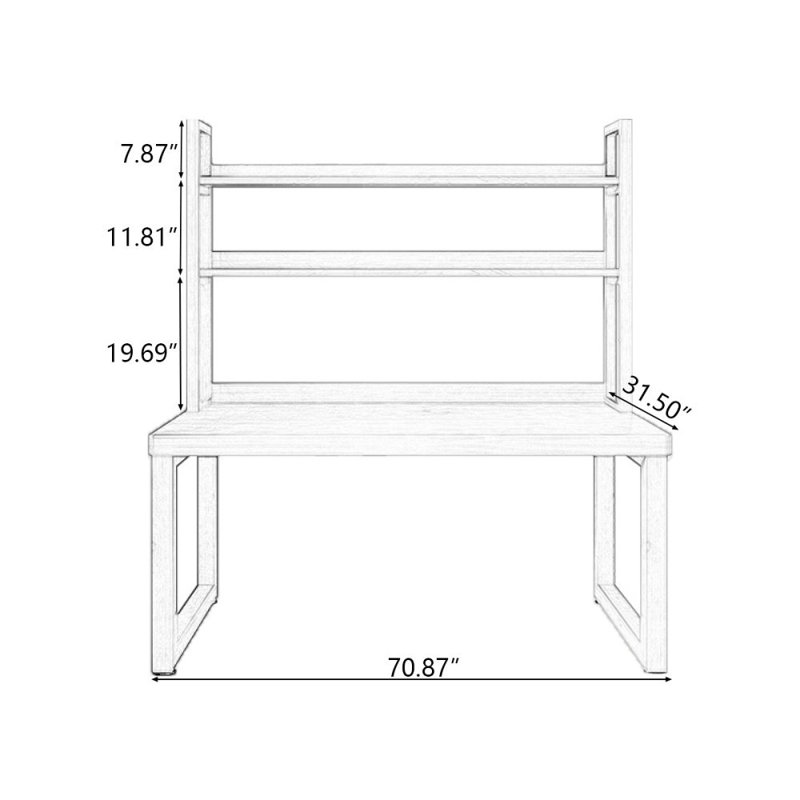 Light walnut Rectangular Solid Wood desks, 29.53" H x 70.87" W x 31.5" D