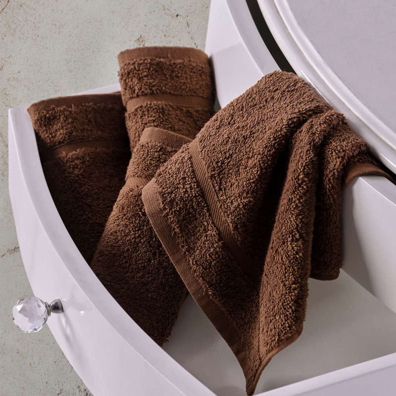 Ensemble de 12 débarbouillettes en coton turc 13 x 13 pouces 600 g / m², Brun