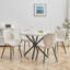 50cm Linen Fabric Upholstered Dining Chair, Vertical Stitched Kitchen Chair with Black Metal Legs-1629441736