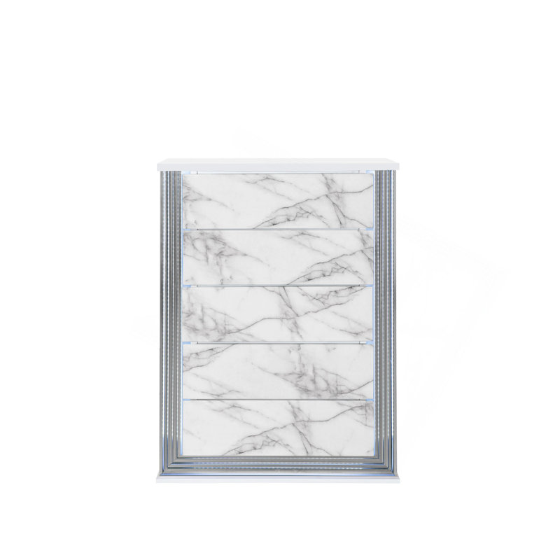 MOON WHITE MARBLE CHEST WITH LED
