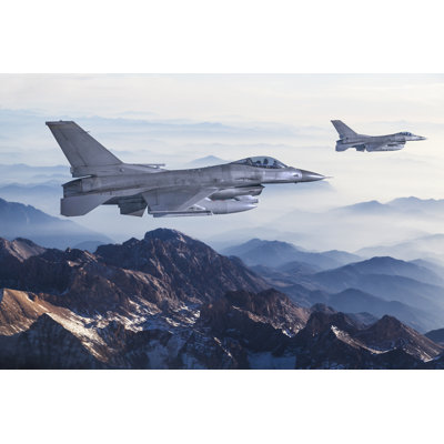 Jets Flying Over The Mountains by Guvendemir - Wrapped Canvas Print