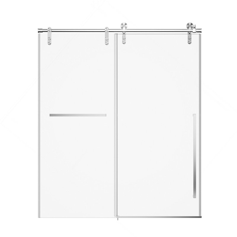 Écran de porte de douche coulissante sans cadre de 44 à 48 po x H 76 po, verre trempé transparent de 5/16 po (8 mm) avec film antidéflagrant