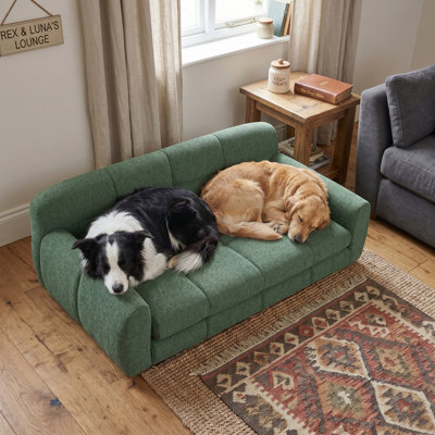 Canapé-lit en lin durable pour chiens de grande taille et surdimensionnés, lit surélevé moderne avec accoudoirs et dossier, mobilier confortable pour animaux de compagnie