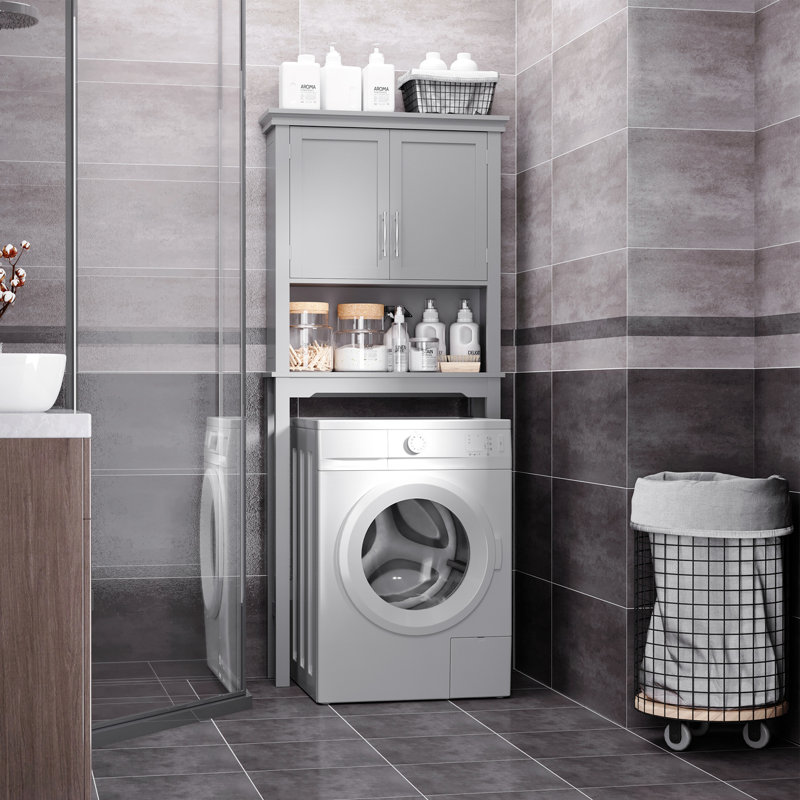 Armoire de rangement au-dessus de la toilette kleankin - Organisateur de porte double avec tablette intérieure réglable