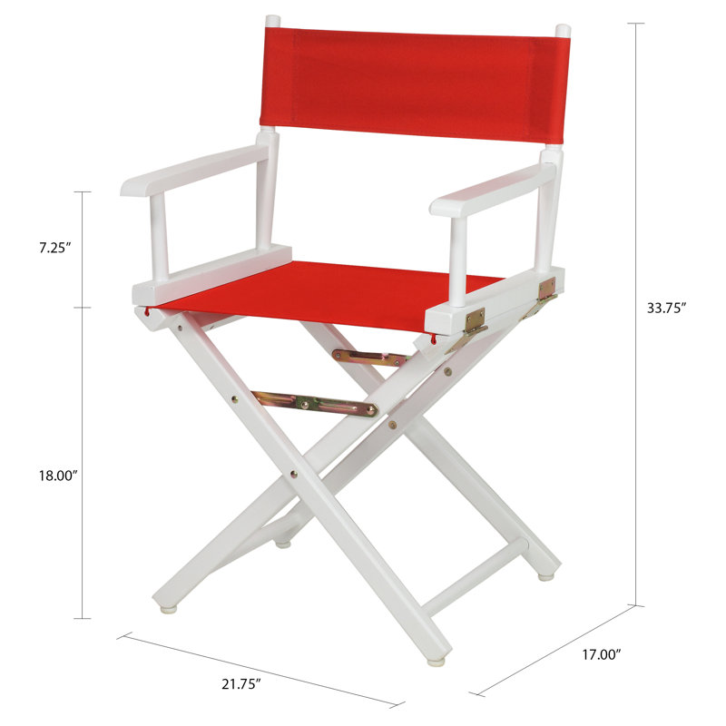 18" Folding Director Chair, Red, White