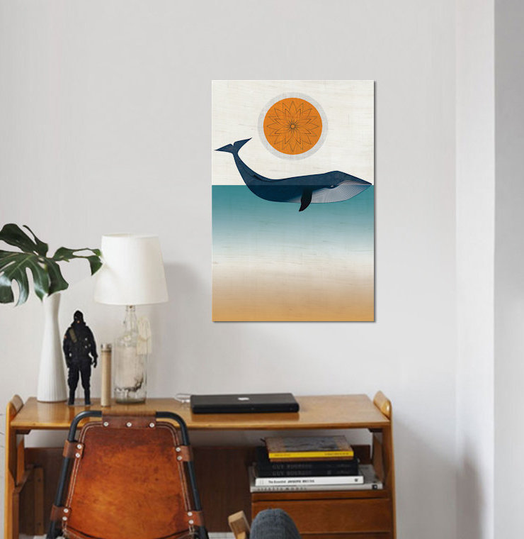 Baleine bleue - Impression sur toile, H 18 po x l 12 po x P 1,5 po, Toile tendue, Pas de tapis