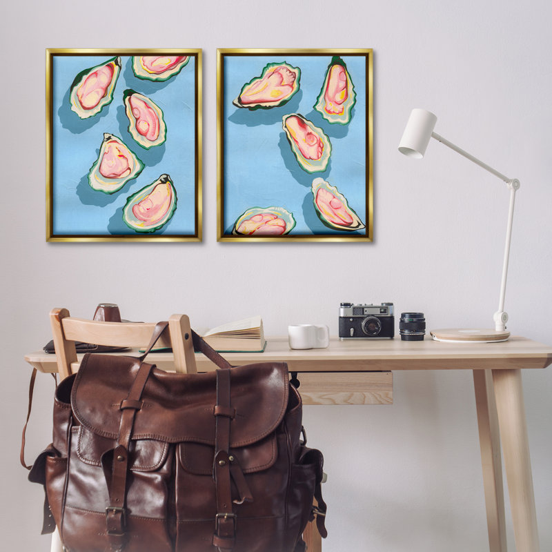 Ensemble de 2 toiles flottantes Fresh Oyster Appetizer encadrées par Grace Popp, H 31 po x l 25 po