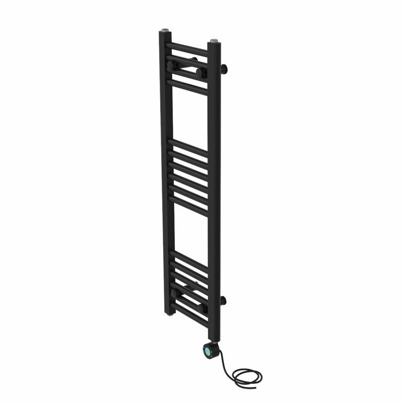 Graciela Straight Towel Rail Heated Towel Rails, Black, 100cm H x 30cm W x 3cm D