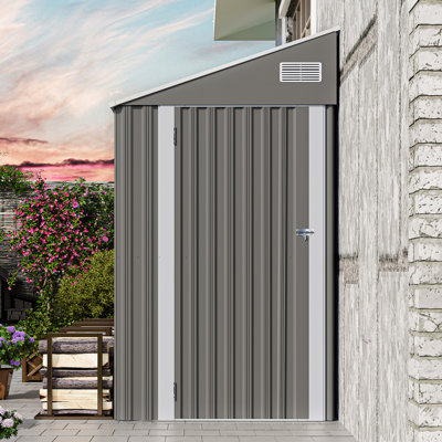 Abri de jardin en métal gris foncé 122 x 244 cm, porte latérale à charnière simple à ouverture facile, ventilation pour réduire les odeurs, convient aux équipements industriels et aux habitations temporaires. Abri étanche de 122 x 244 cm.