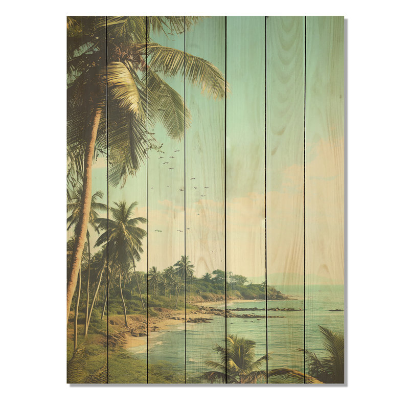 Coastal Vintage Tropical Coastline - Coastal Tropical sur impression sur bois, H 20 po x l 10 po