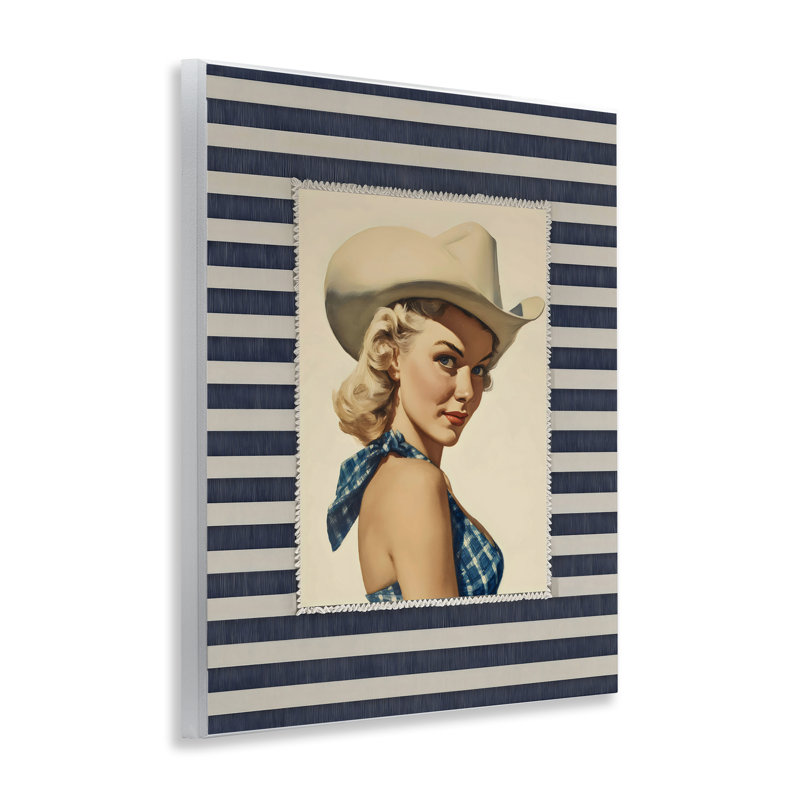 Rétro plaque murale Cowgirl Stripes, design par Arlington Prints