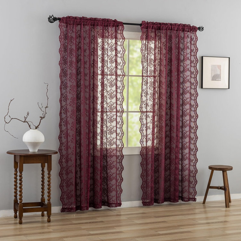Rideaux en dentelle vintage transparents 84 po, 2 panneaux 52 L x 84 H pour salon et chambre