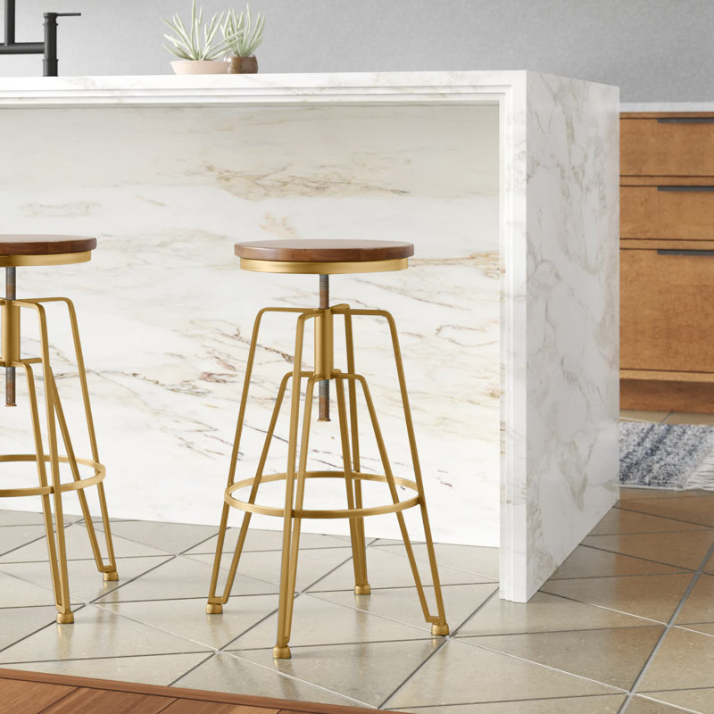 Lindzie Swivel Adjustable Height Counter Stool, Matte Gold
