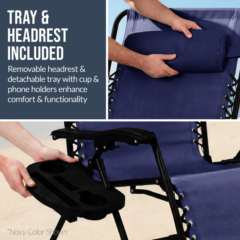 Set Of 2 Zero Gravity Patio Chair, Mediterranean Blue Striped